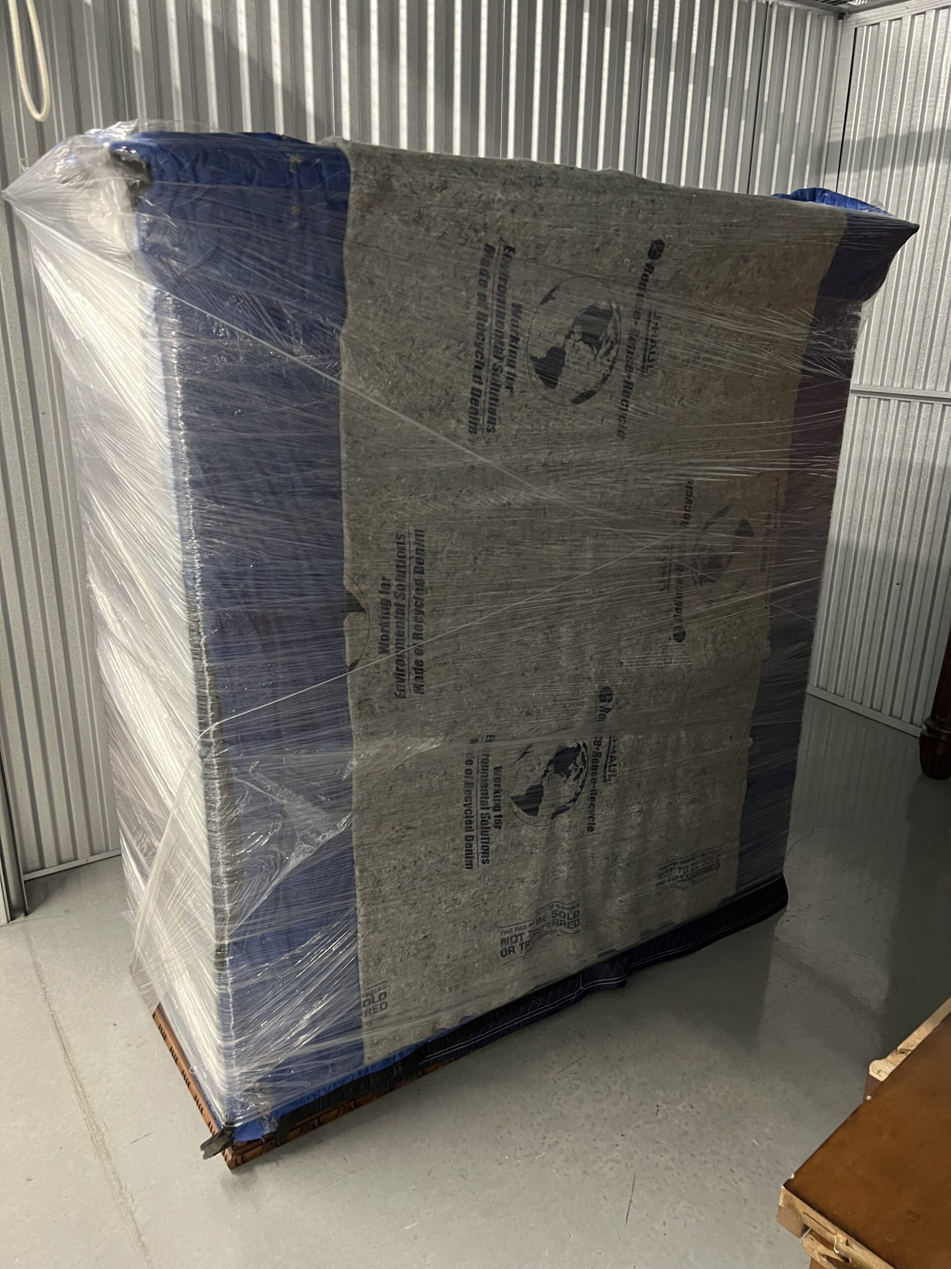 Oversized item wrapped for transport
