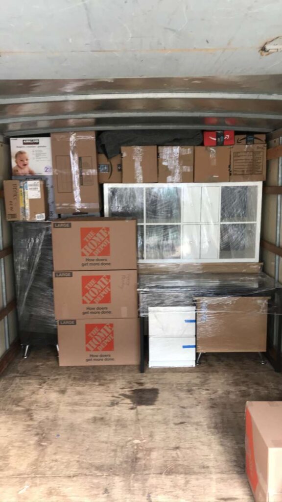 Home Depot boxes stacked