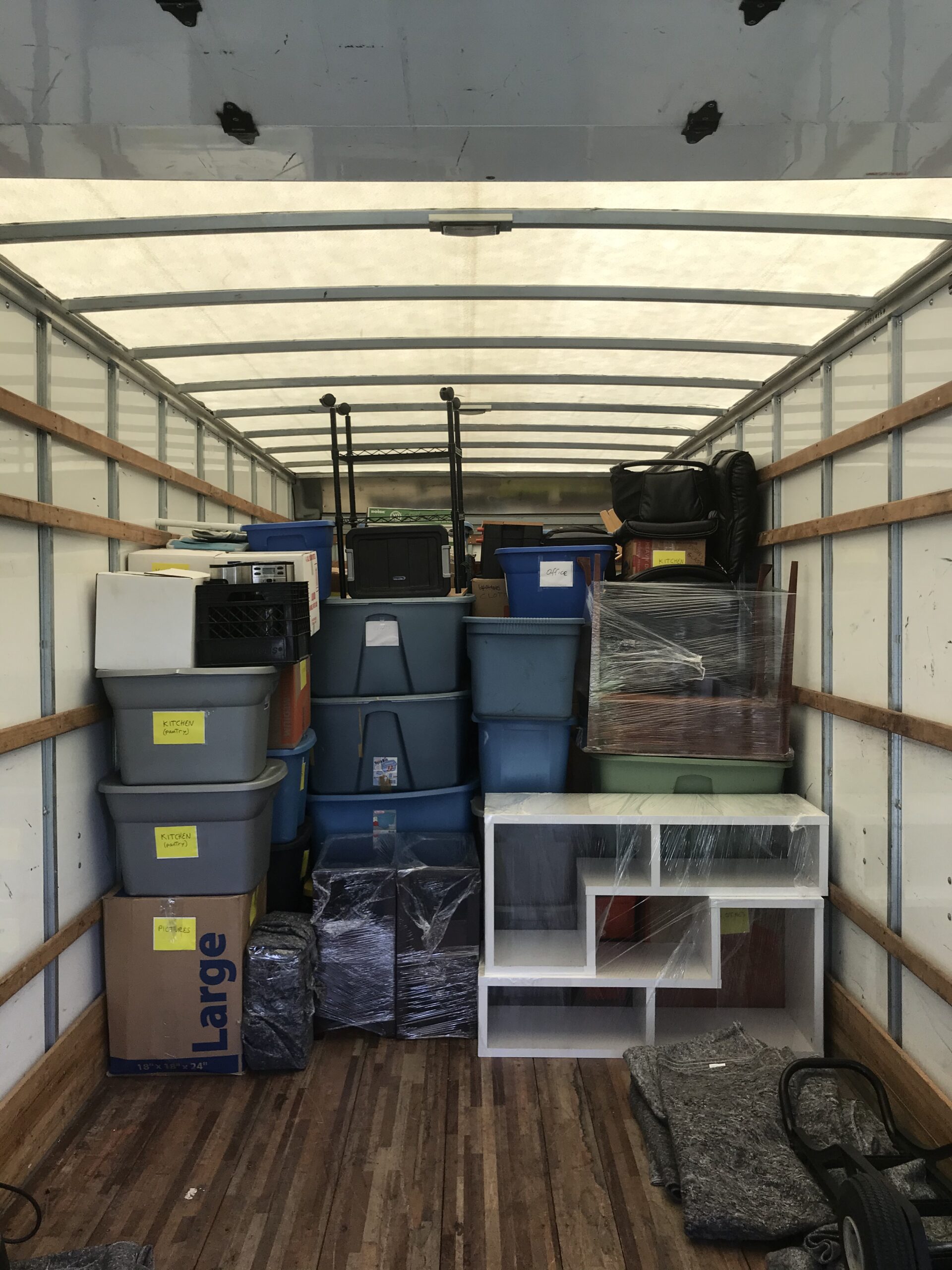 Kitchen items packed in storage