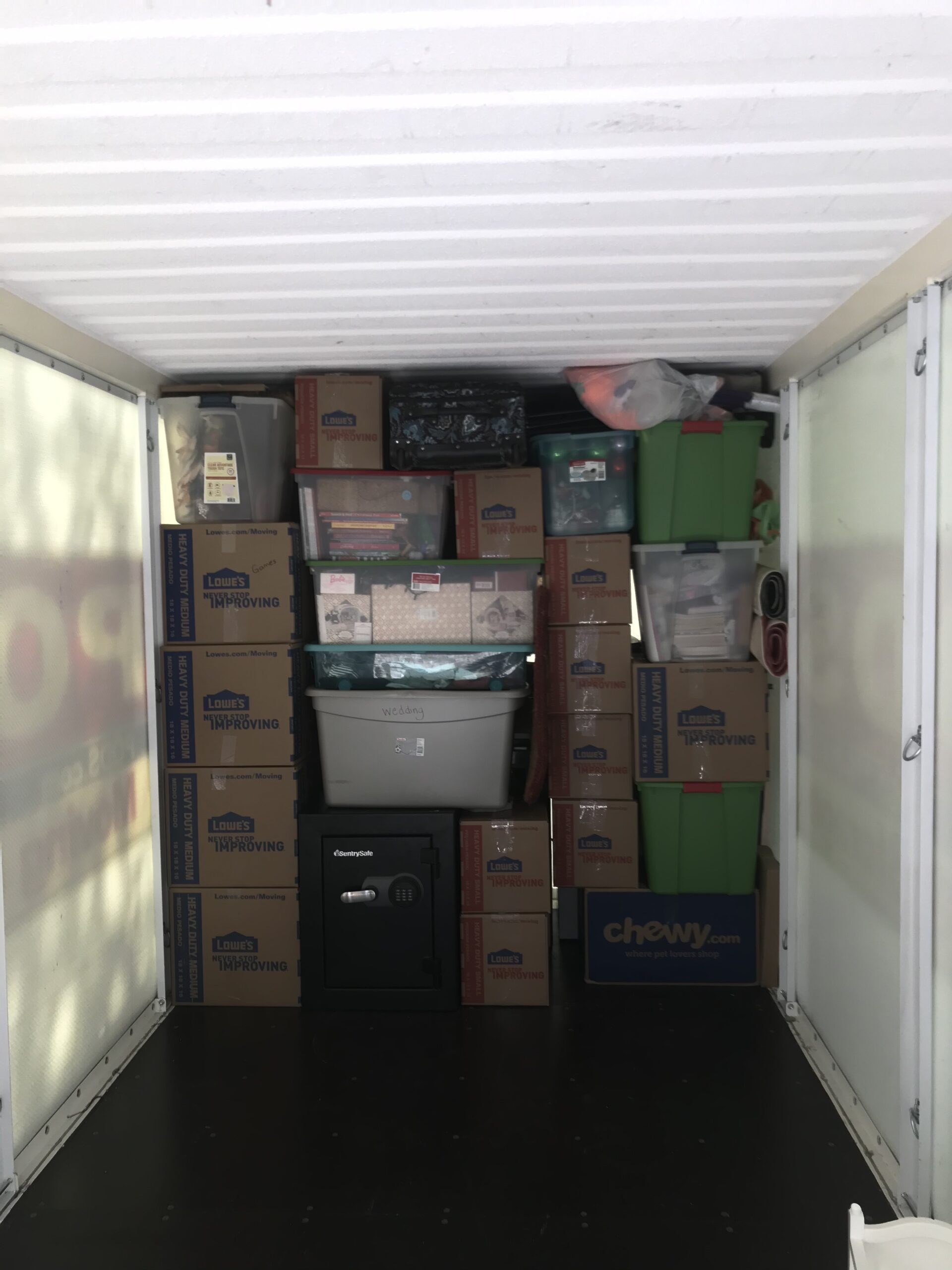 Moving boxes stacked