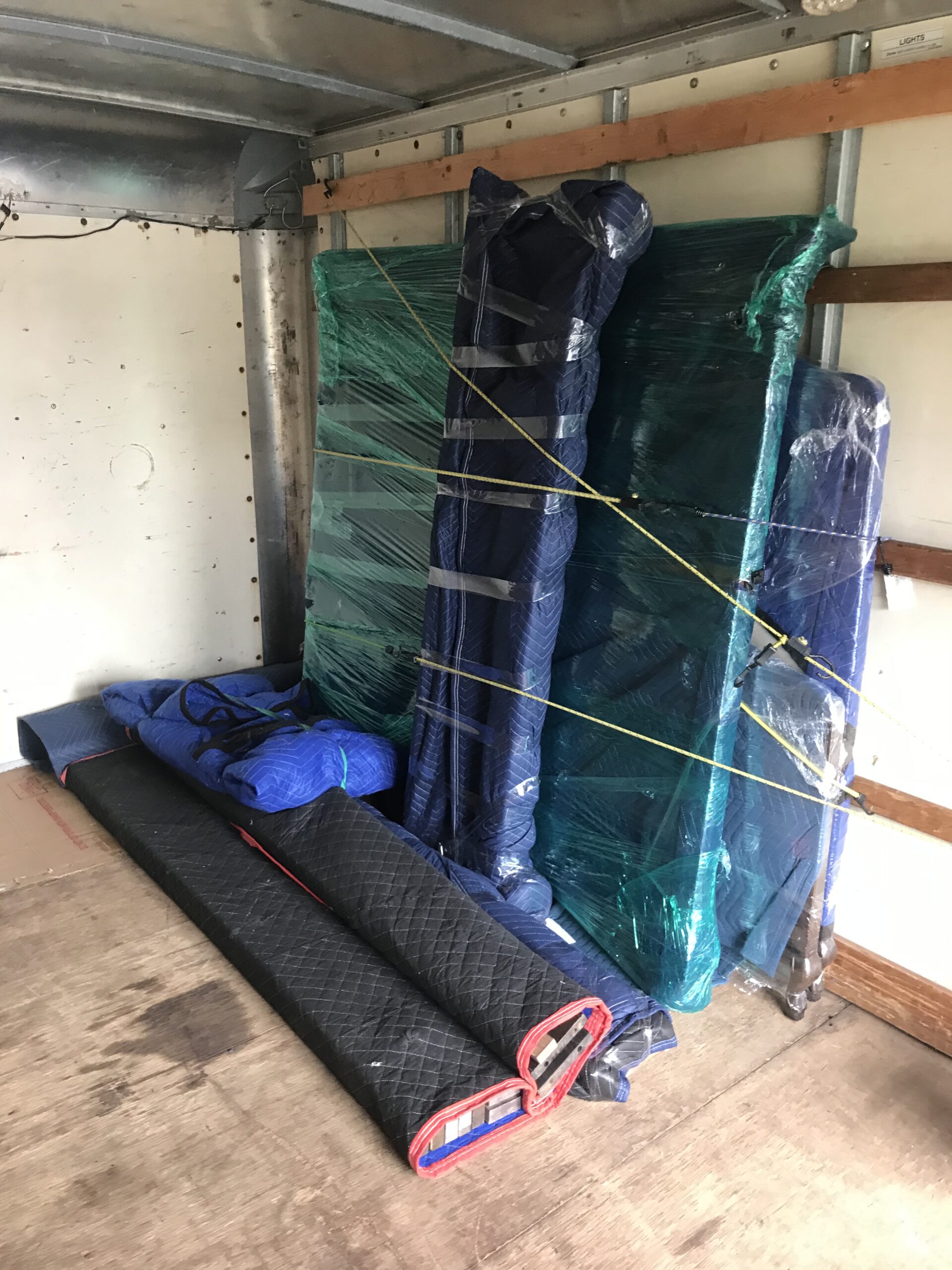Moving truck loaded with furniture