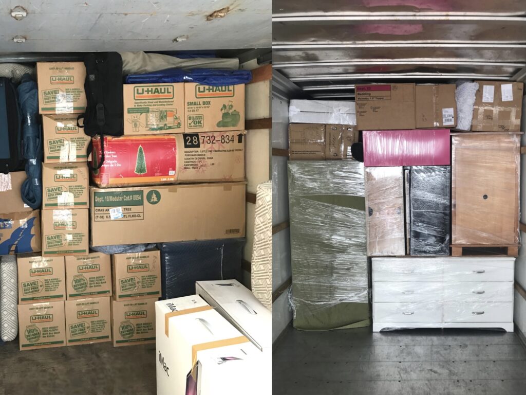 Packed truck interior